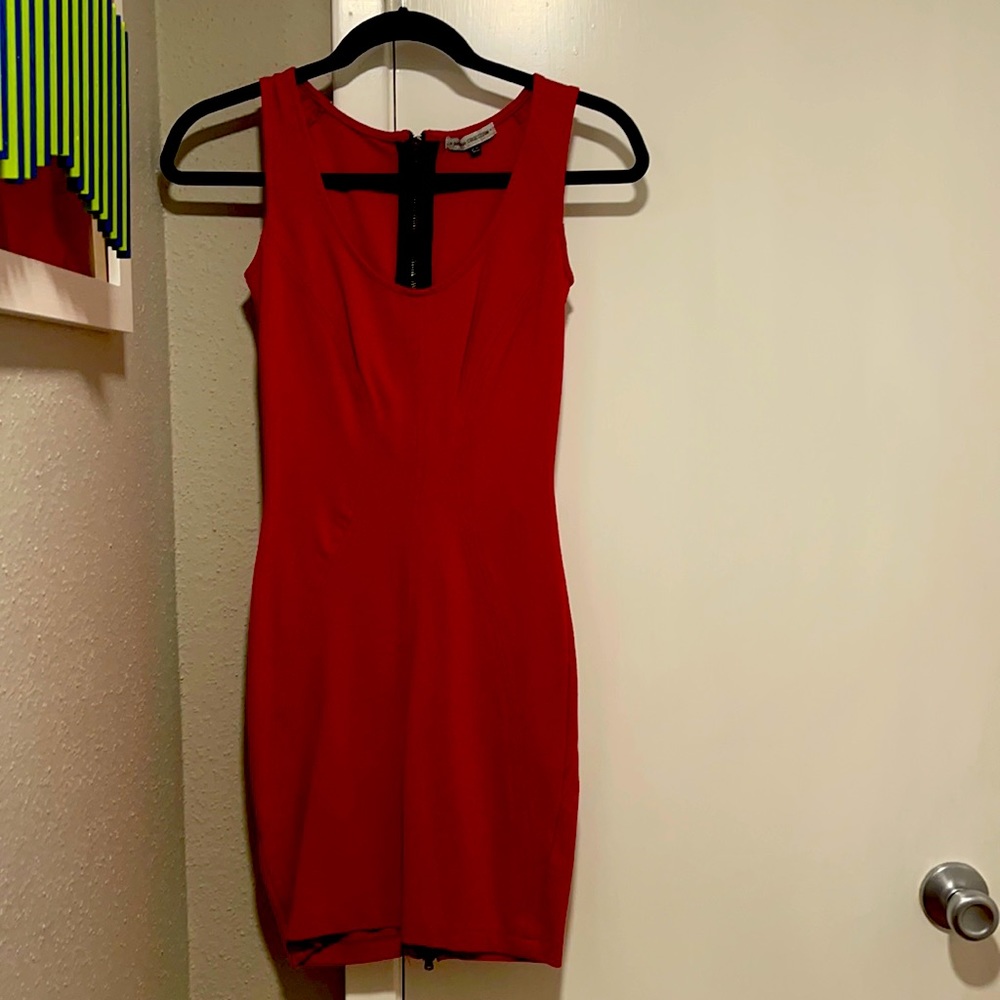 Woman red dress